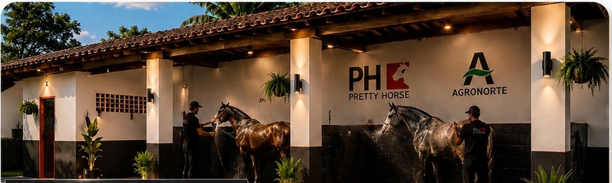 Cavalo sendo conduzido por profissional especializado